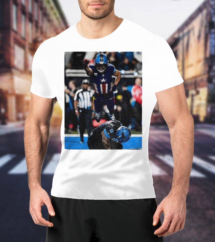 Detroit Lions Amon Ra St Brown Jahmyr Gibbs Captain America Spider-Man NFL Football T-Shirt