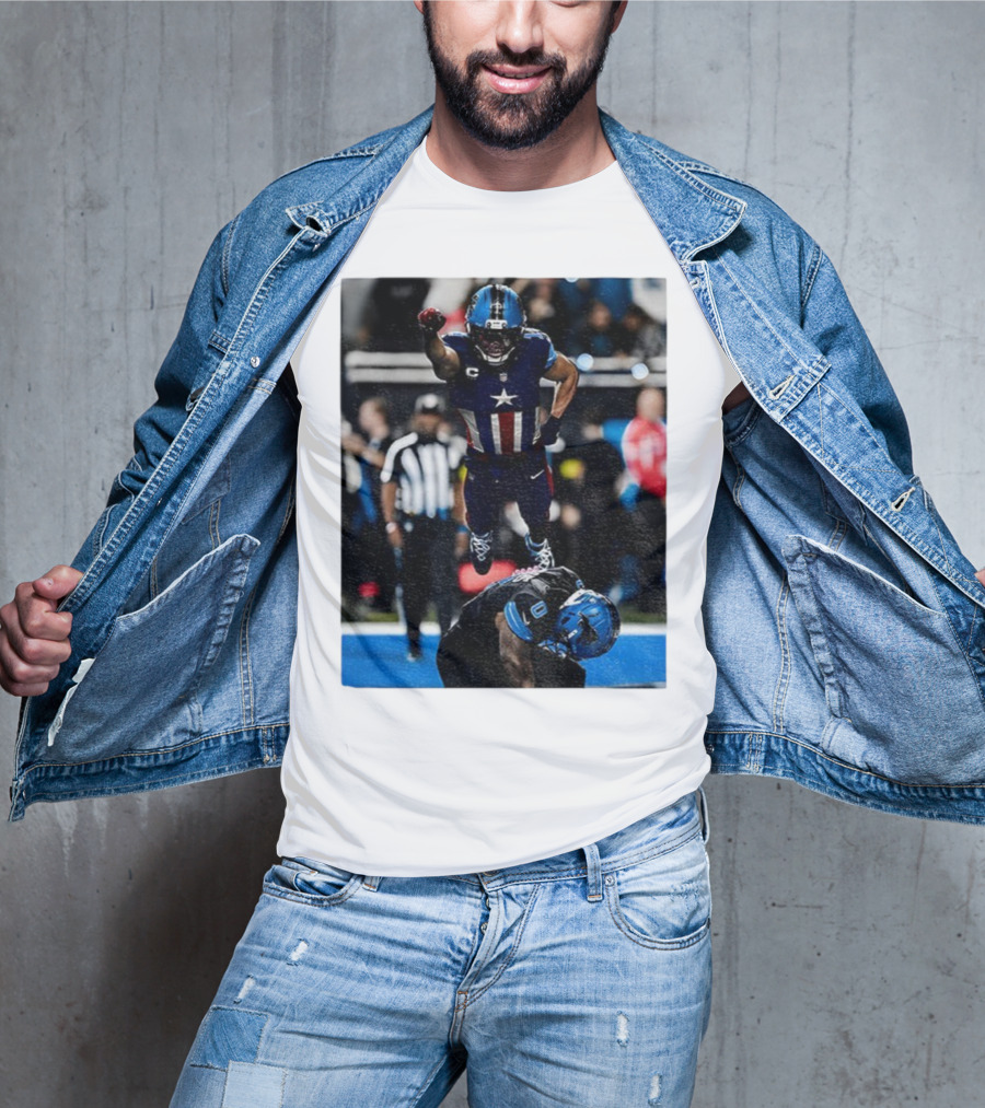 Detroit Lions Amon Ra St Brown Jahmyr Gibbs Captain America Spider-Man NFL Football T-Shirt