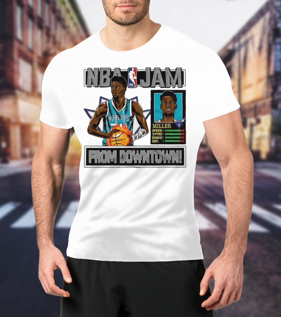 NBA Jam Brandon Miller Charlotte Hornets From Downtown Classic Video Game T-Shirt