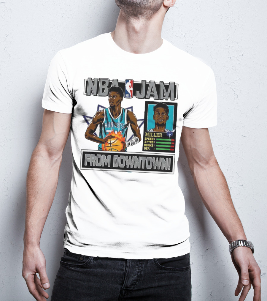 NBA Jam Brandon Miller Charlotte Hornets From Downtown Classic Video Game T-Shirt