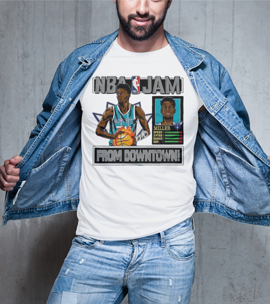 NBA Jam Brandon Miller Charlotte Hornets From Downtown Classic Video Game T-Shirt