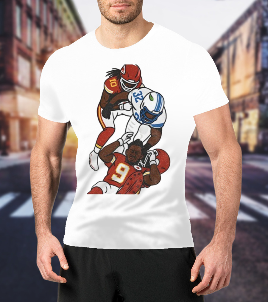 Brian Branch Tackle On Juju Smith-Schuster Detroit Lions Chiefs Football Art T-Shirt