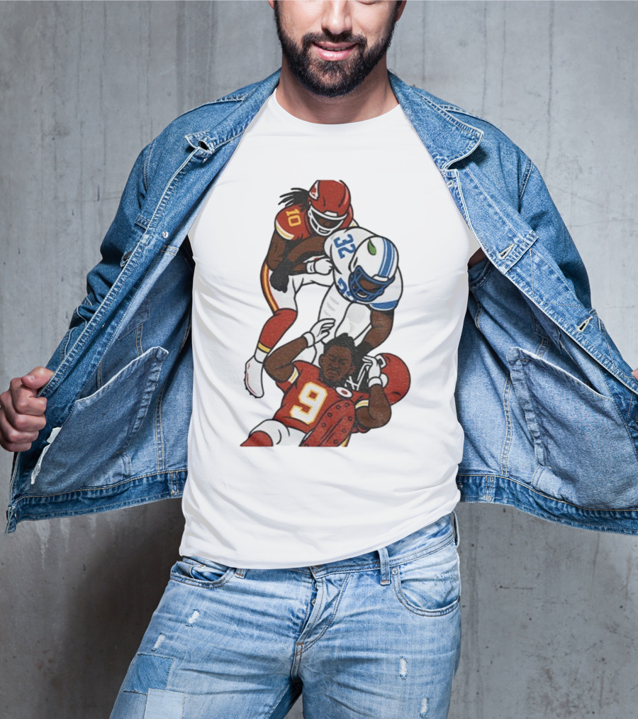 Brian Branch Tackle On Juju Smith-Schuster Detroit Lions Chiefs Football Art T-Shirt