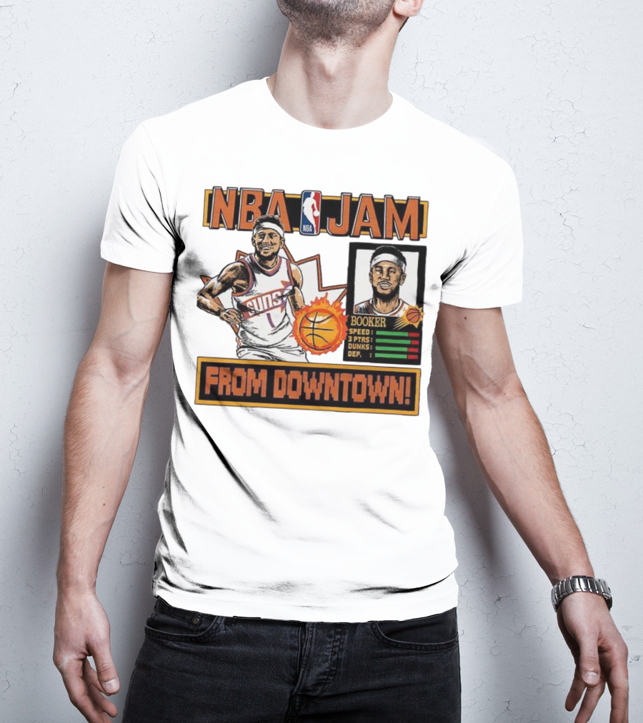 NBA Jam Devin Booker Suns From Downtown Classic Video Game T-Shirt