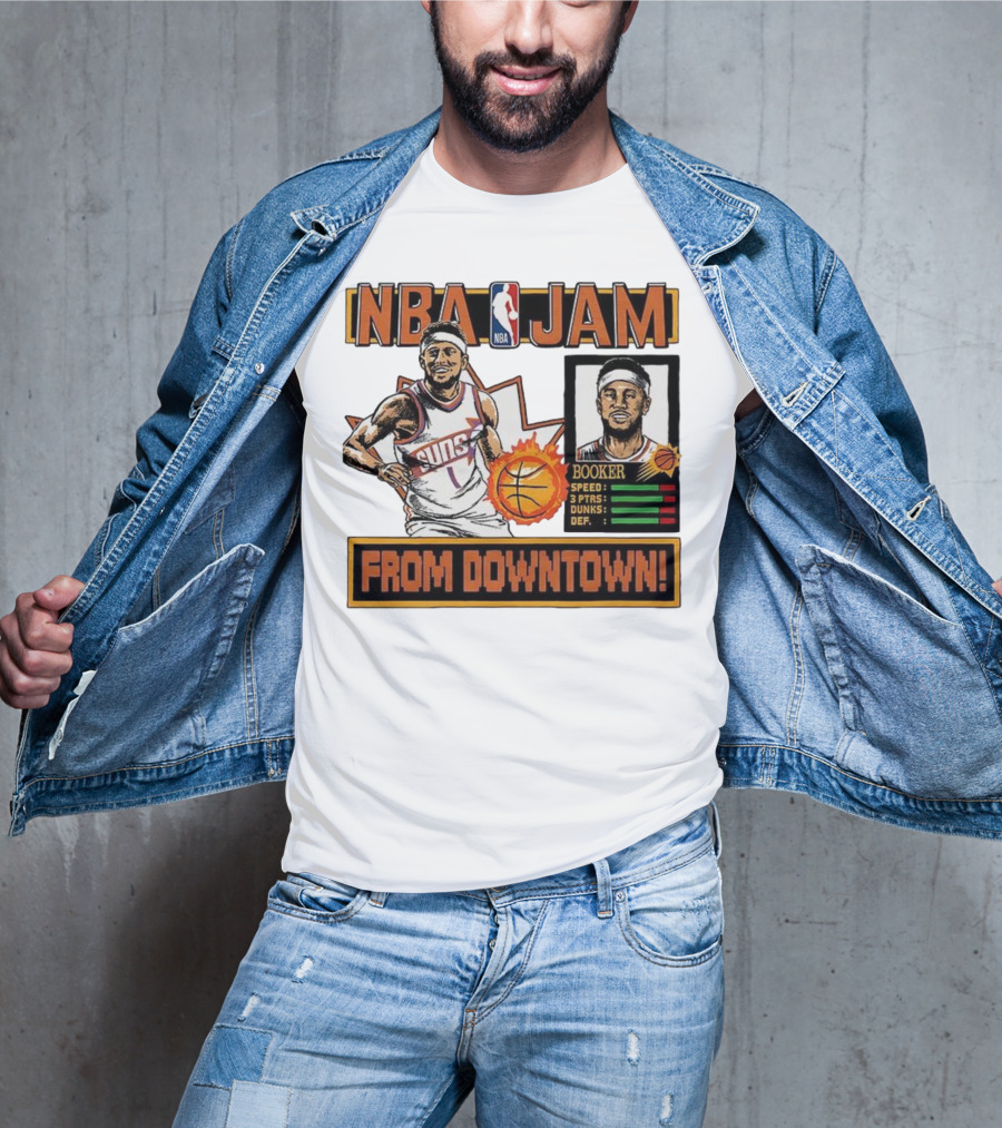 NBA Jam Devin Booker Suns From Downtown Classic Video Game T-Shirt
