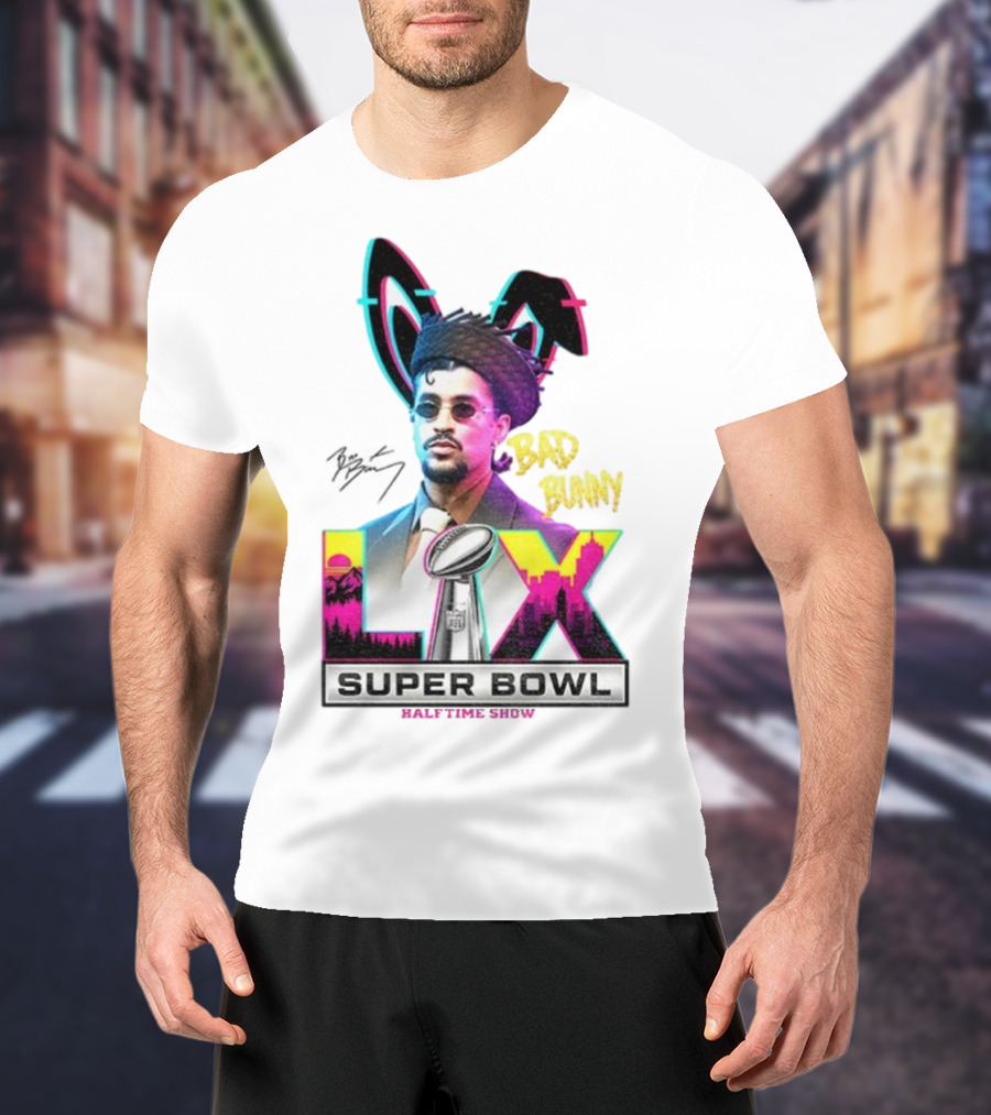Bad Bunny Super Bowl LVI Halftime Show Signature NFL Icon T-Shirt