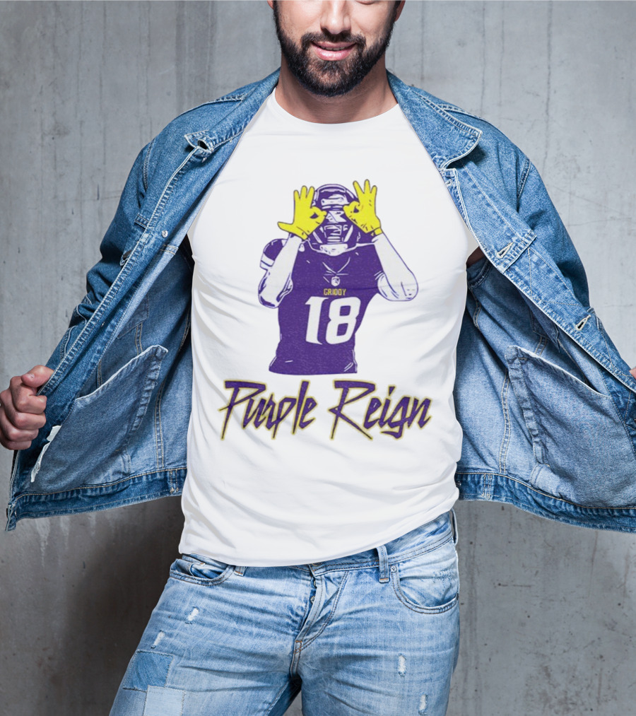 Justin Jefferson Griddy Purple Reign Minnesota Vikings Football 18 T-Shirt