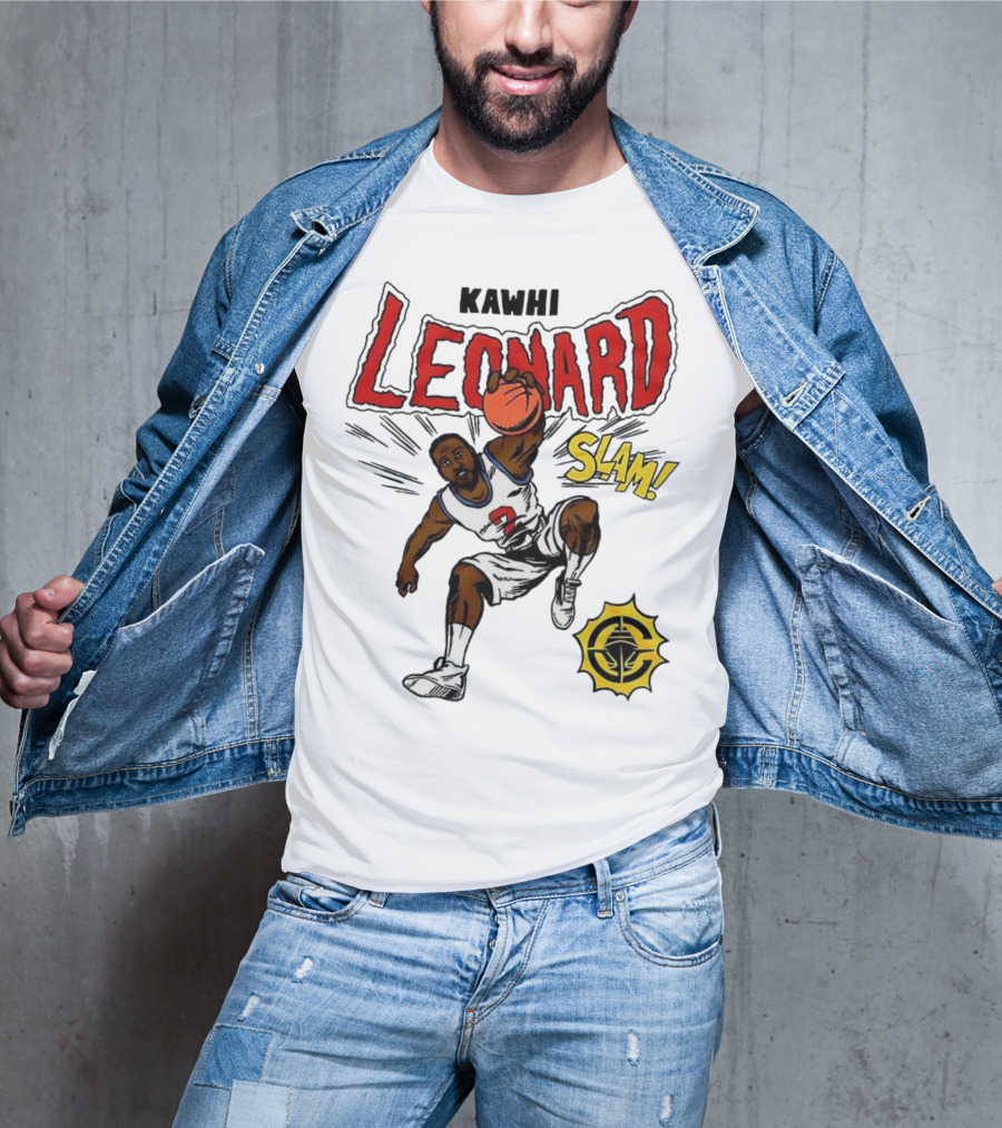 Kawhi Leonard Clippers Slam Comic Book Style Dunk Action T-Shirt