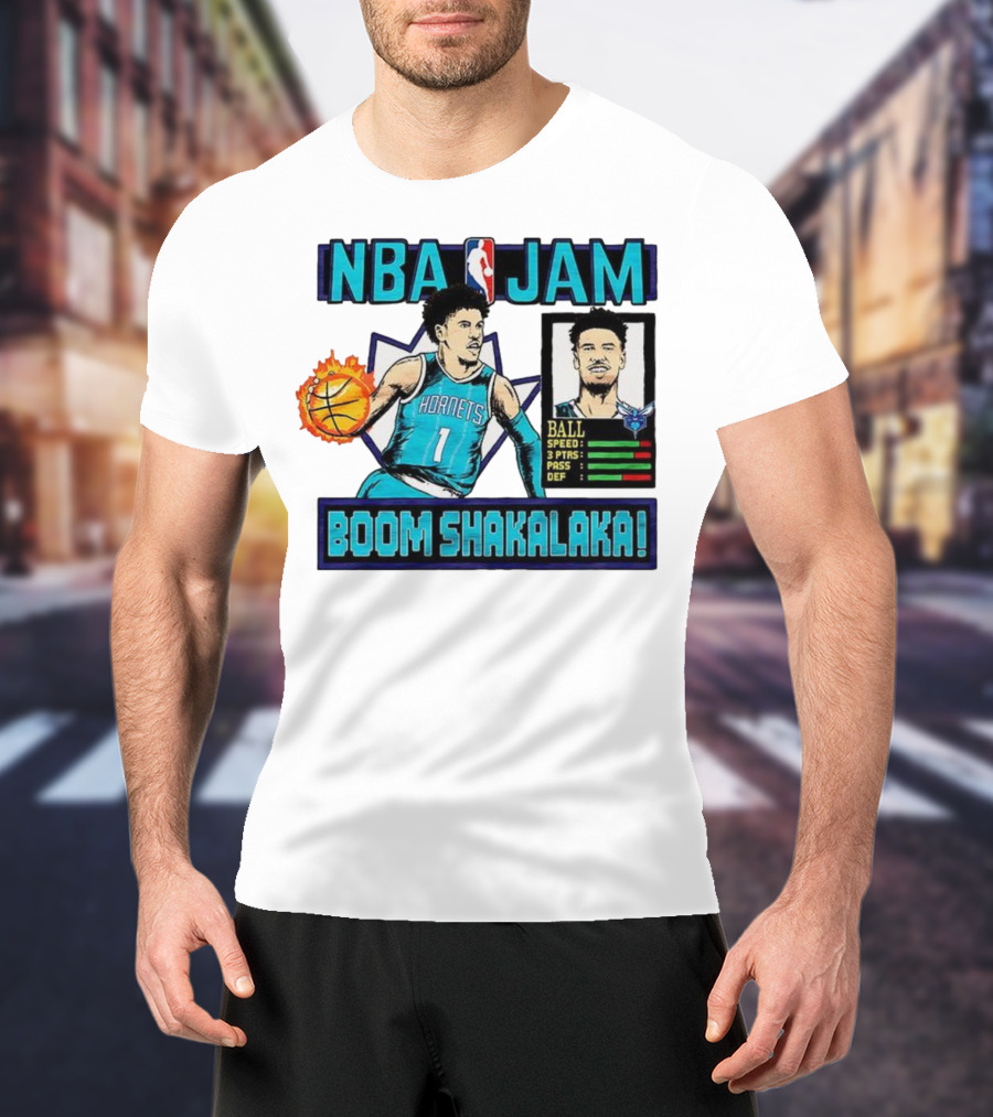 NBA Jam LaMelo Ball Charlotte Hornets Boom Shakalaka Classic Video Game T-Shirt