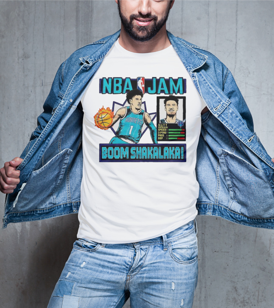 NBA Jam LaMelo Ball Charlotte Hornets Boom Shakalaka Classic Video Game T-Shirt