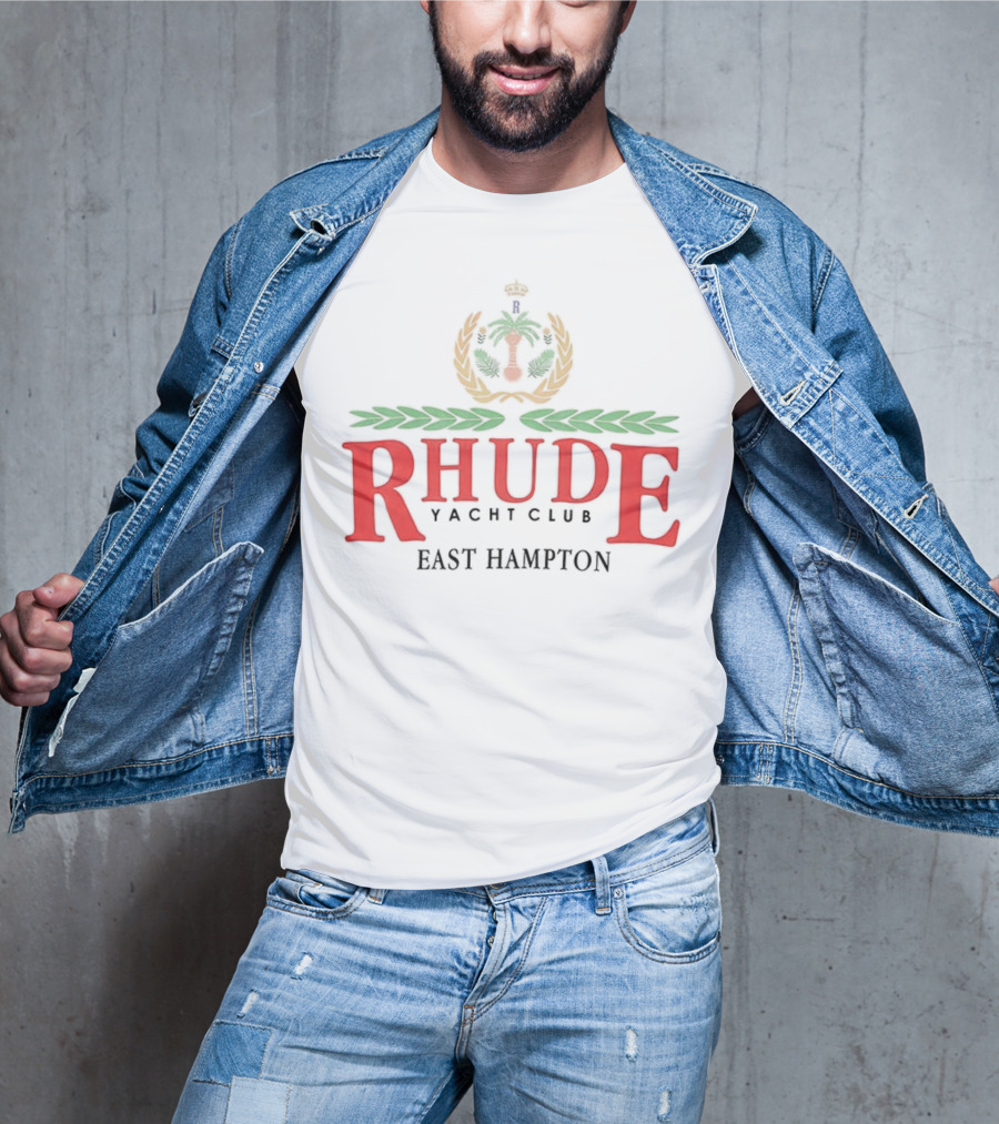 RHUDE Yacht Club East Hampton Emblem With Laurel And Anchor T-Shirt