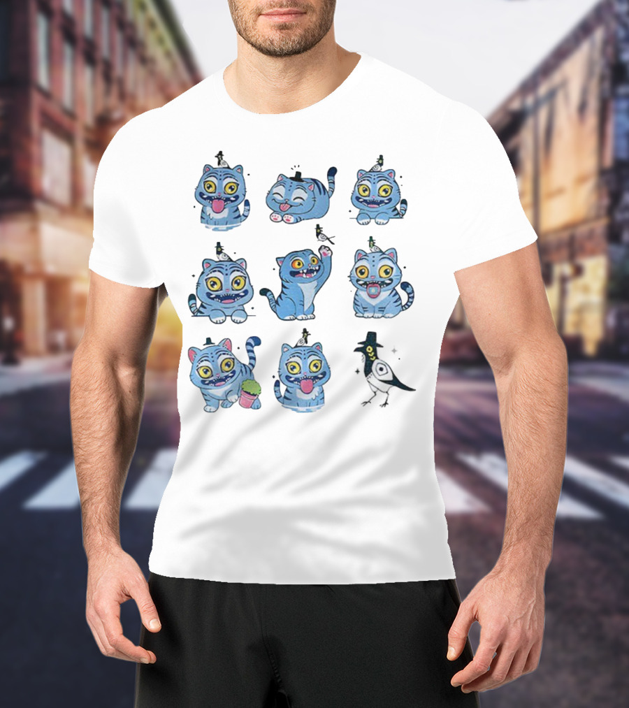 Tiger And Bird Cartoon Kpop Saja Boys Cute Expressions T-Shirt