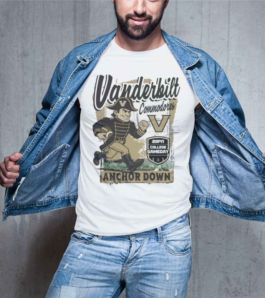 Vanderbilt Commodores Anchor Down ESPN College Gameday 2025 Mascot T-Shirt