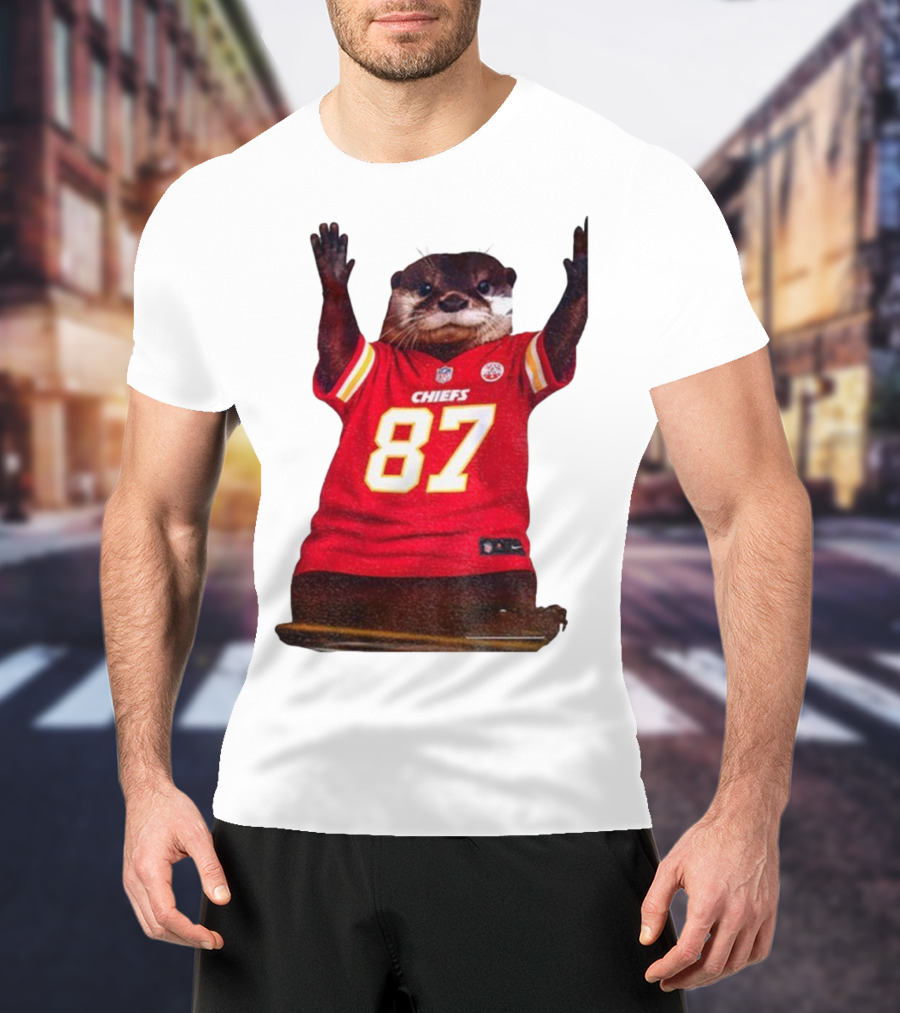 Travis Kelce 87 Kansas City Chiefs Sea Otter NFL Fan Jersey T-Shirt