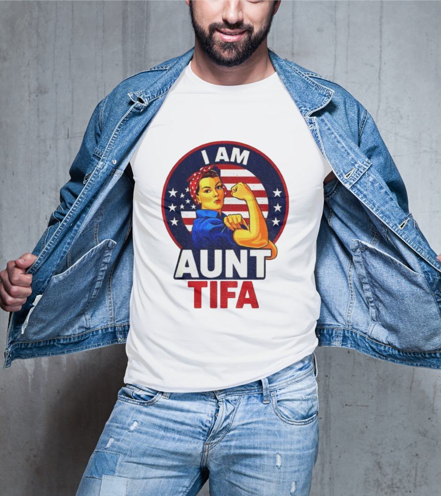 I Am Aunt Tifa Feminist Vintage American Flag T-Shirt