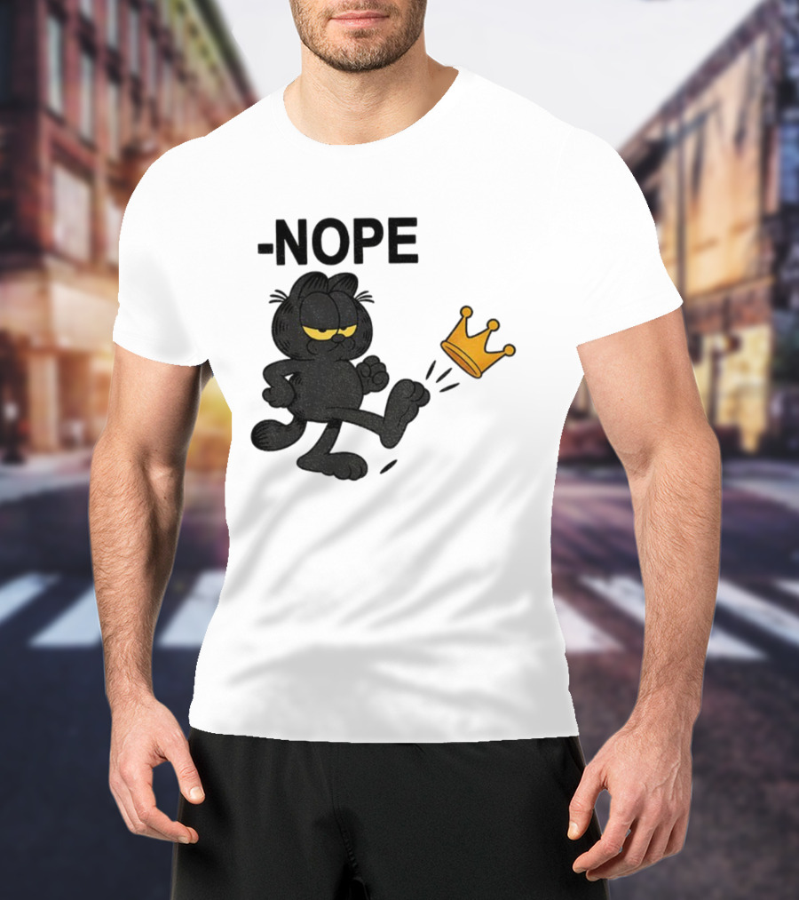 NOPE Black Cat Kicking Crown No Kings In America T-Shirt