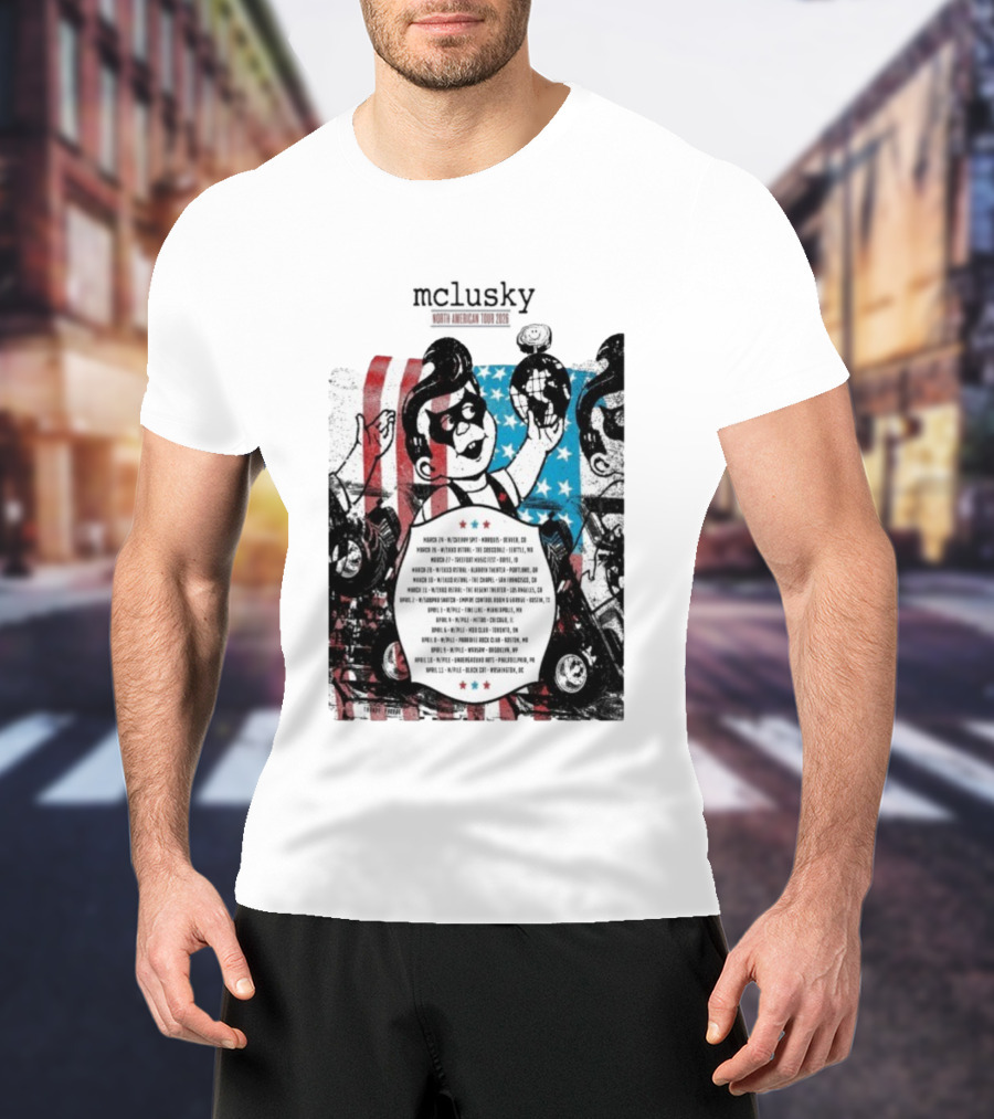 Mclusky North American 2026 Tour Red Blue Stripes March April Dates T-Shirt