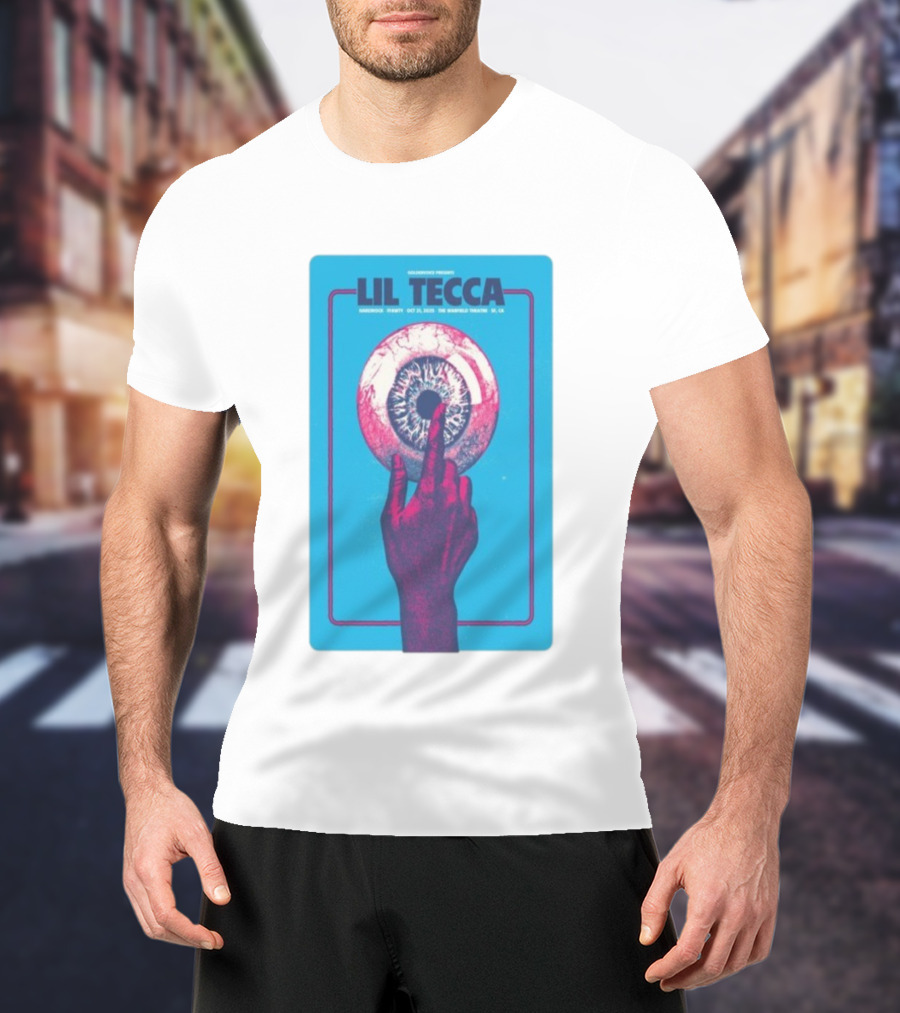 Lil Tecca Live At The Warfield Theatre San Francisco Oct 21 2025 Hand Eye Iconography T-Shirt