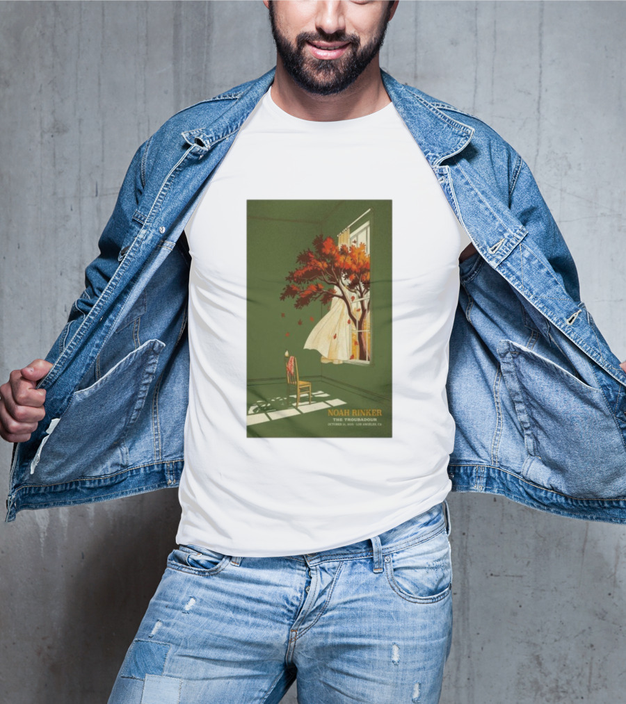 Noah Rinker The Troubadour Los Angeles Oct 21 2025 Autumn Tree Window Scene T-Shirt