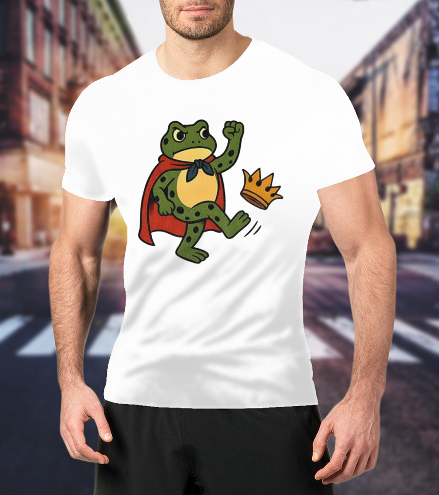 Portland Frog No Kings In America Anti Trump Kicking Crown T-Shirt