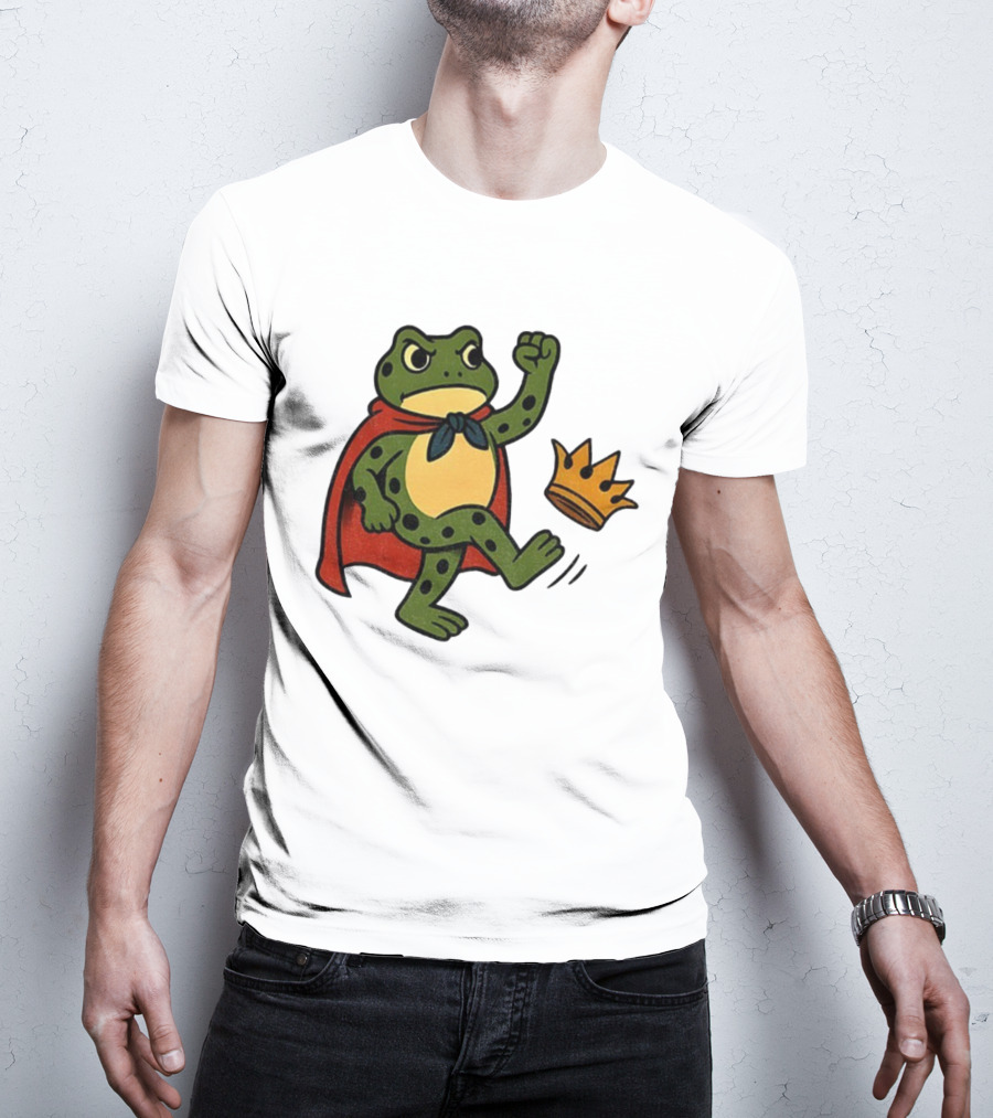 Portland Frog No Kings In America Anti Trump Kicking Crown T-Shirt