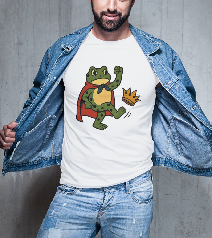 Portland Frog No Kings In America Anti Trump Kicking Crown T-Shirt