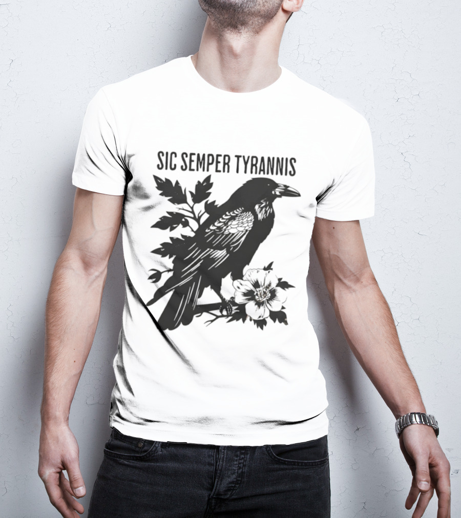 Sic Semper Tyrannis Raven With Leaves Graphic T-Shirt