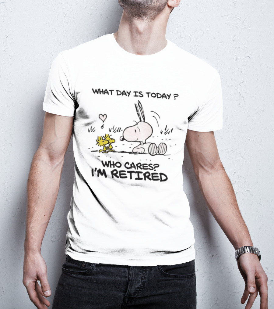 Snoopy And Woodstock Relaxation Retired Lifestyle Who Cares What Day Is Today T-Shirt