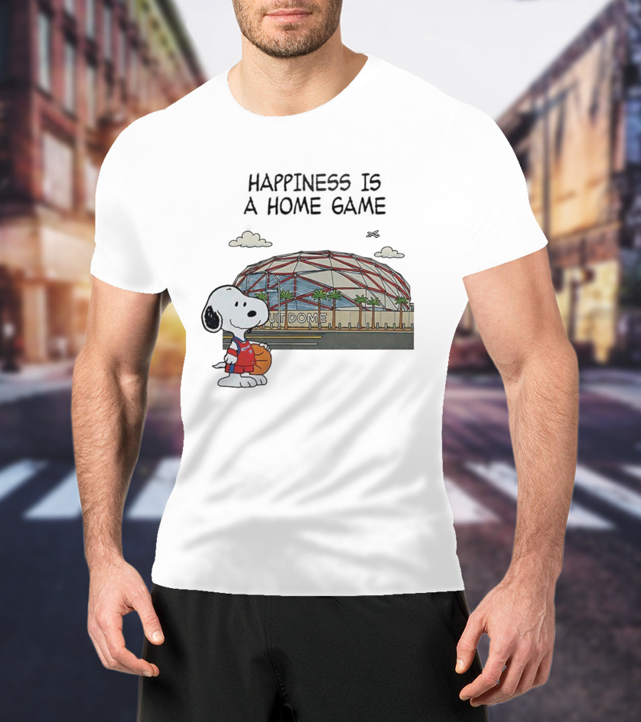 Snoopy Peanuts Happiness Is A Home Game Stadium Dome Basketball T-Shirt