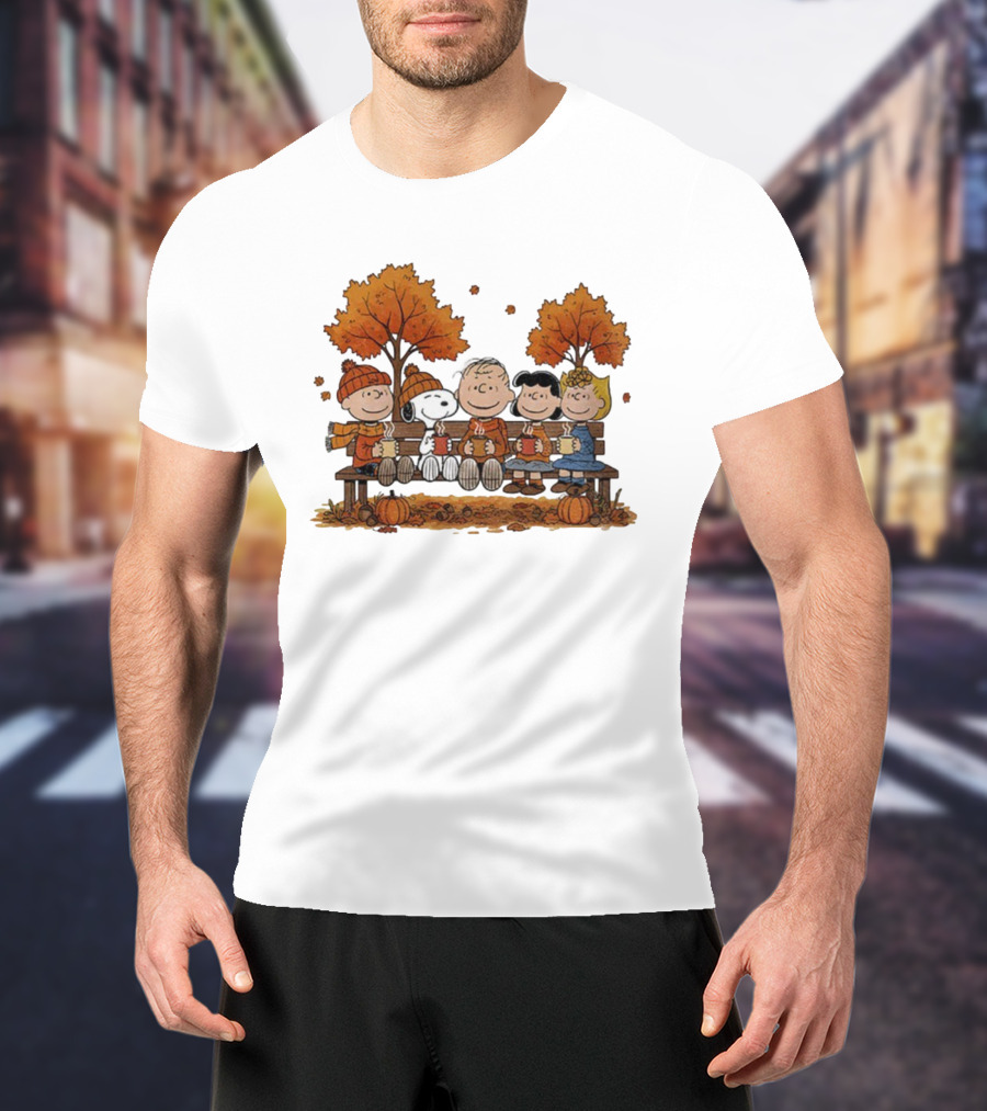 Snoopy Peanuts Friends Fall Autumn Thanksgiving Scene T-Shirt