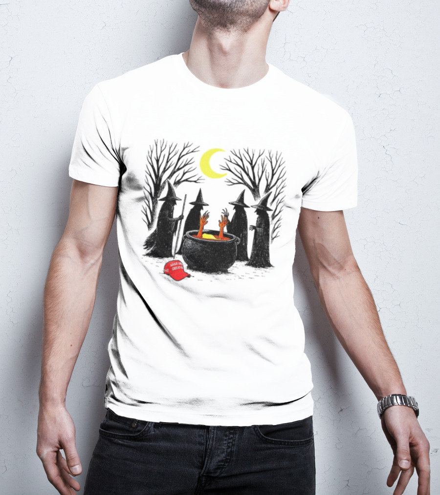 Spooky Witch Halloween Brewing Cauldron Make America Great Again Red Hat T-Shirt