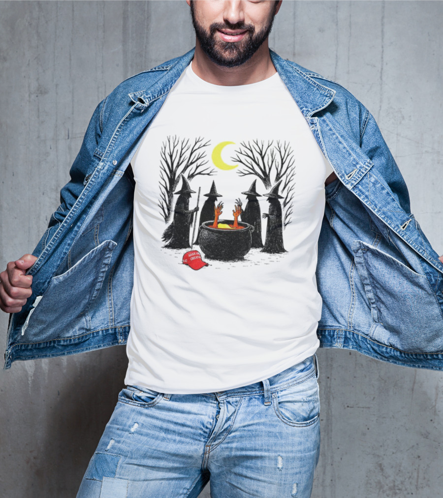 Spooky Witch Halloween Brewing Cauldron Make America Great Again Red Hat T-Shirt
