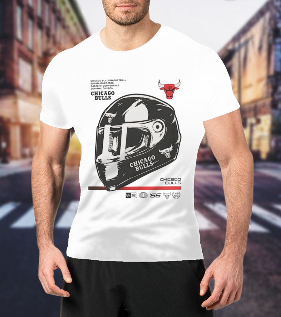 Chicago Bulls Basketball Est 1966 Eastern Conference Central Division Helmet T-Shirt
