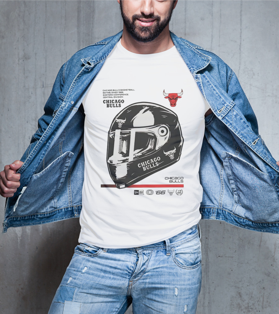 Chicago Bulls Basketball Est 1966 Eastern Conference Central Division Helmet T-Shirt