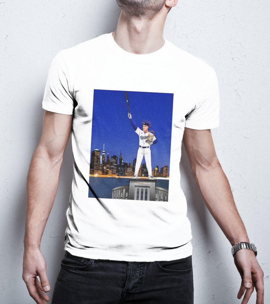 Freddie Freeman Dodgers Statue Of Liberty New York Skyline 2024 MVP T-Shirt