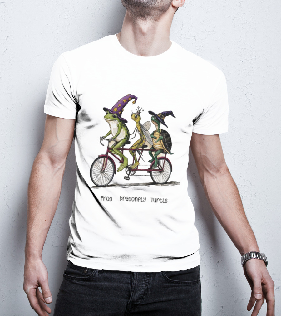 Witch Frog Dragonfly Turtle Halloween FDT Anti Trump Riding Bicycle T-Shirt