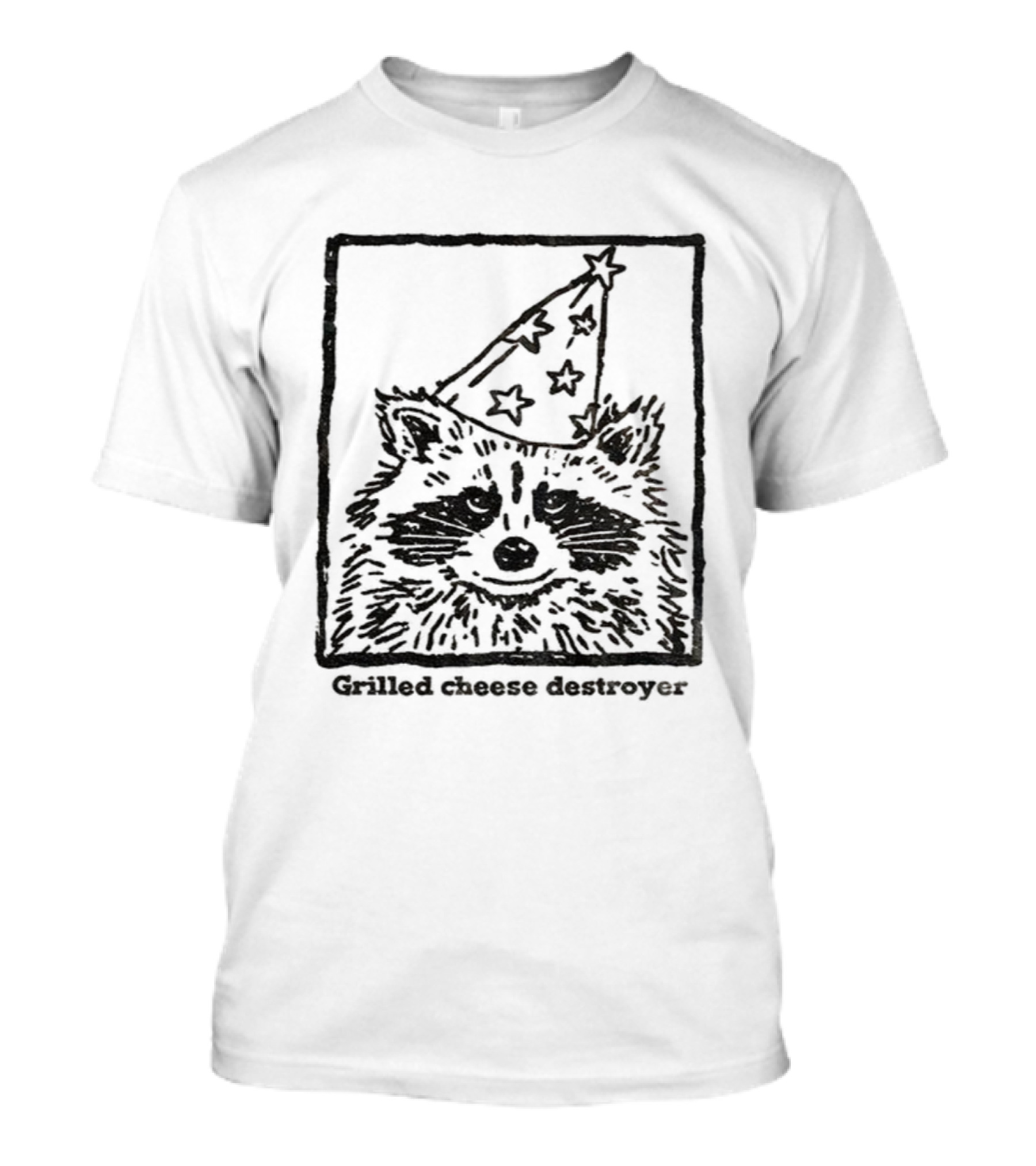 Raccoon Funny Wizard Hat Grilled Cheese Destroyer T-Shirt