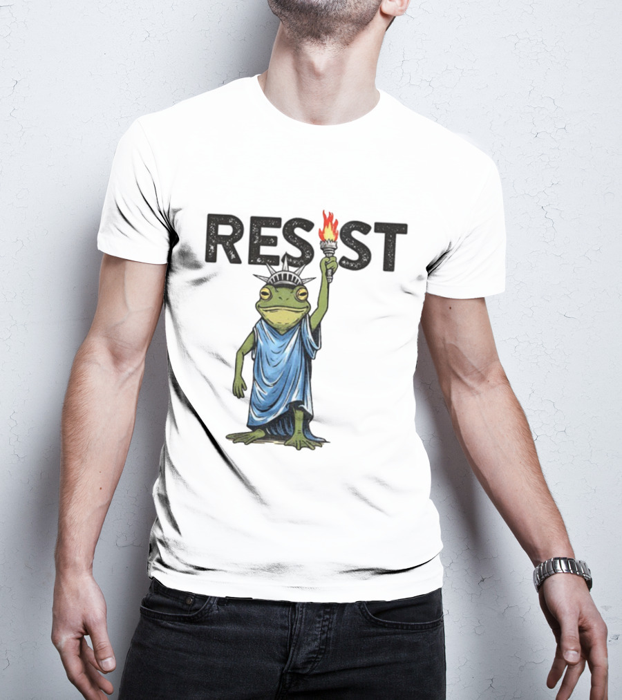 Portland Frog Resist Protest Statue Of Liberty Torch T-Shirt