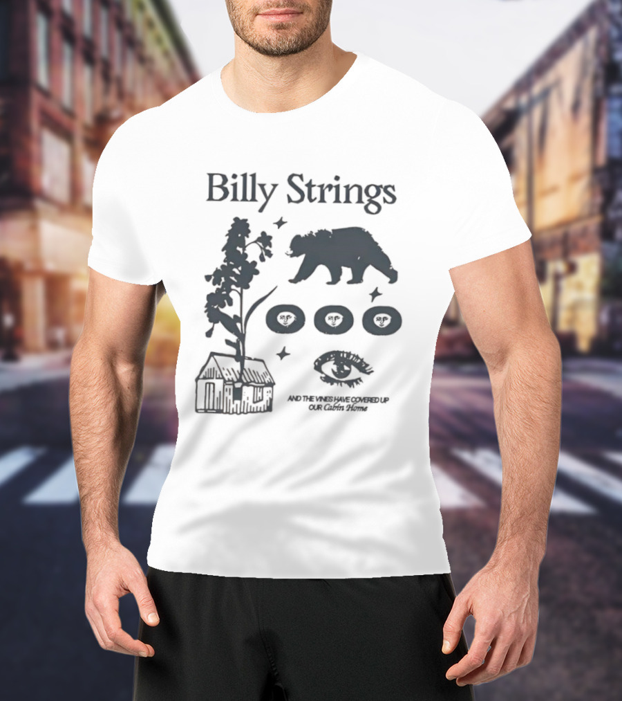 Billy Strings Cabin Bear Tree Rings Eye And Rustic Cabin T-Shirt