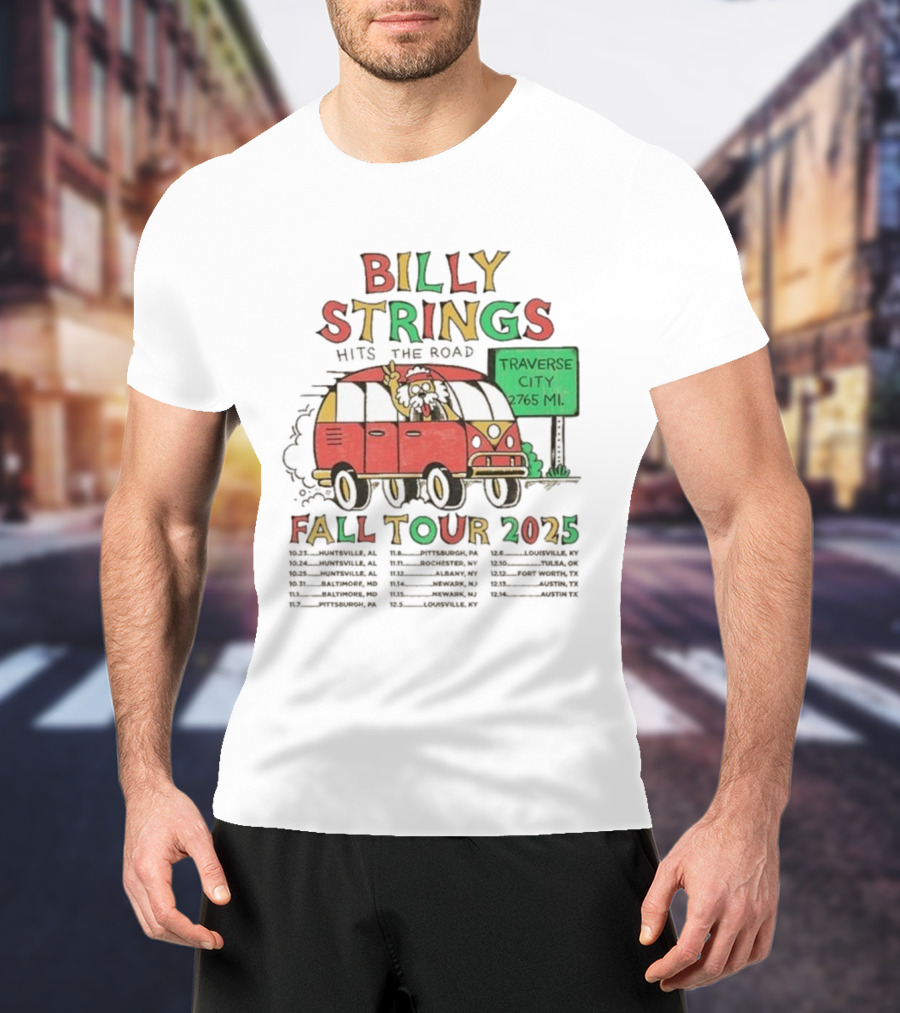 Billy Strings Hits The Road Fall Tour 2025 Traverse City Van 2765 MI T-Shirt