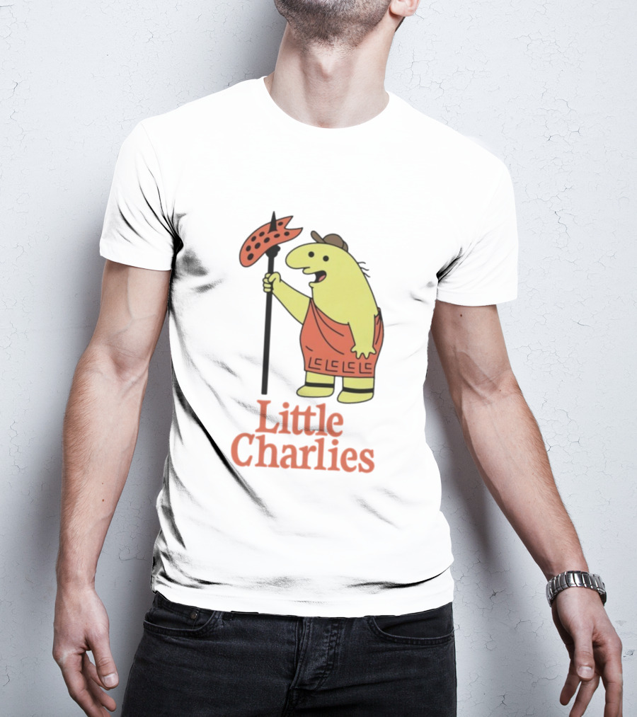 Little Charlies Cartoon Character With Tribal Shield T-Shirt