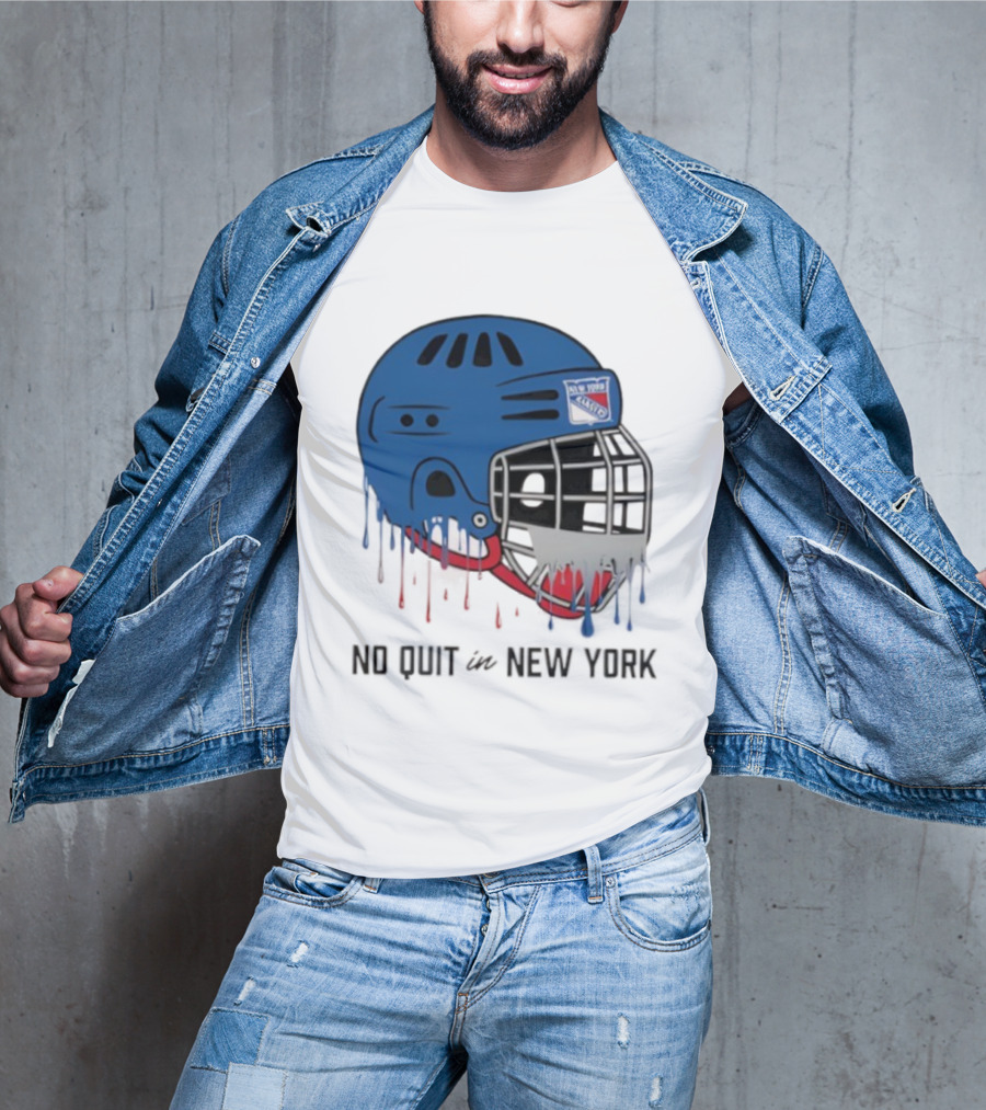 New York Rangers Drippy Helmet No Quit T-Shirt