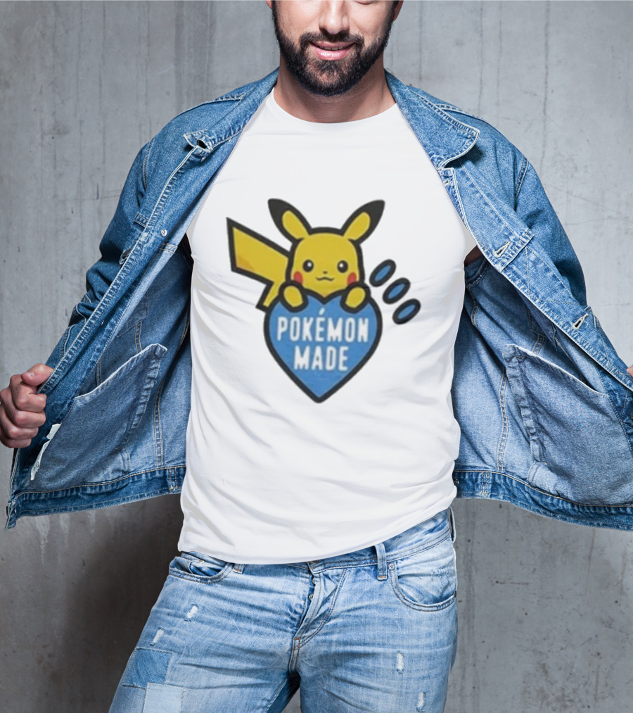 Pikachu Pokemon Made Heart Design T-Shirt