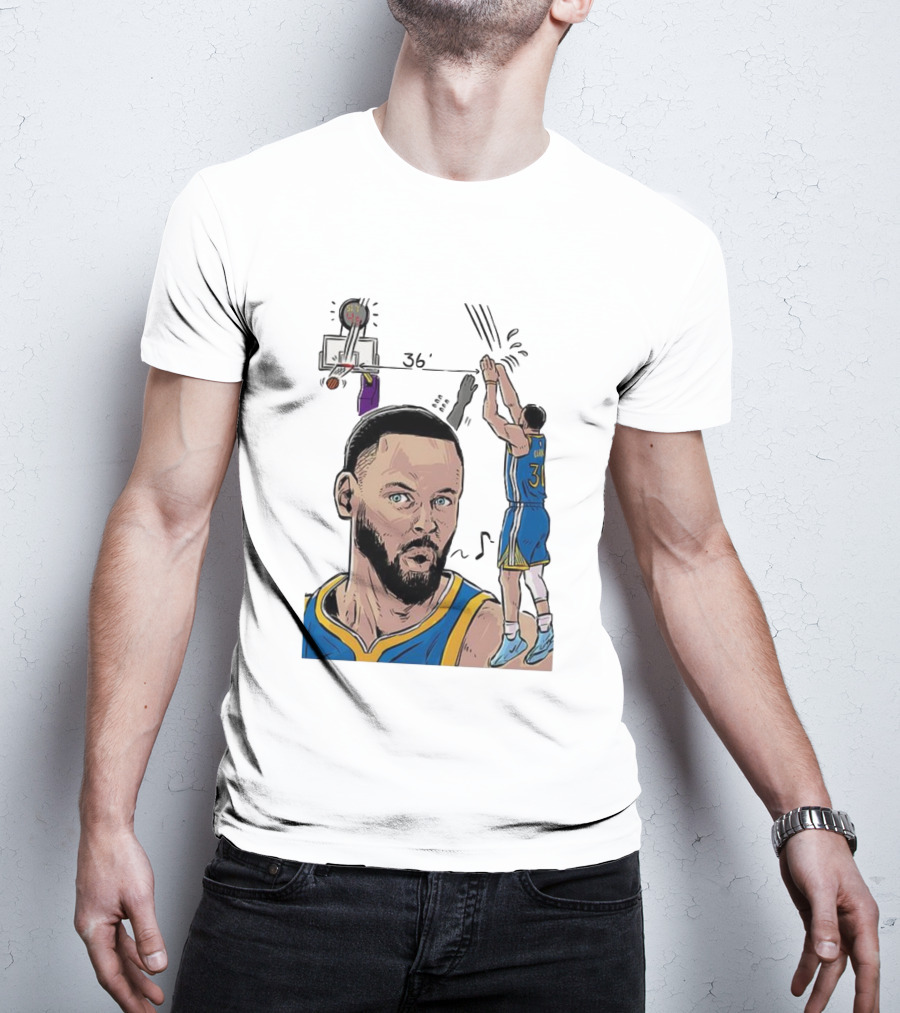 Stephen Curry Golden State Warriors NBA 36 Feet Comic Basketball Shot T-Shirt