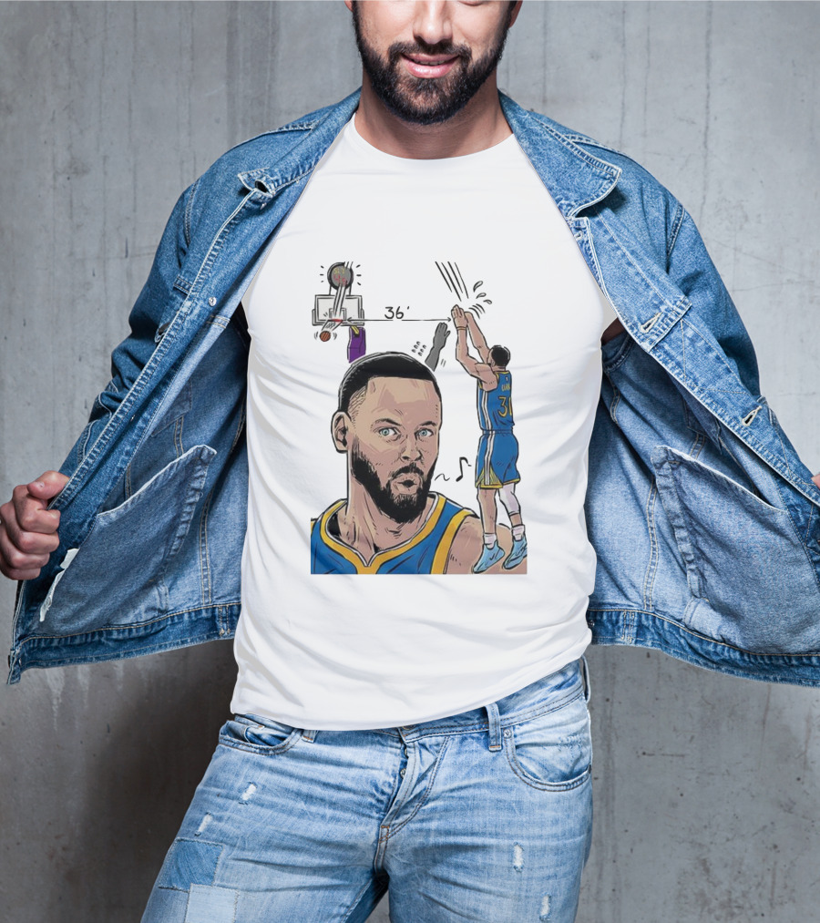 Stephen Curry Golden State Warriors NBA 36 Feet Comic Basketball Shot T-Shirt