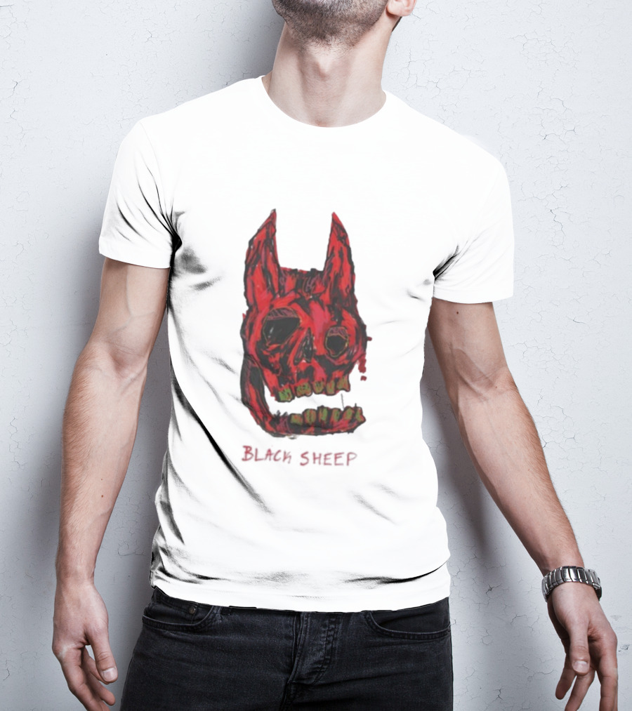 Caskey Black Sheep Skull Red Demon Mask T-Shirt