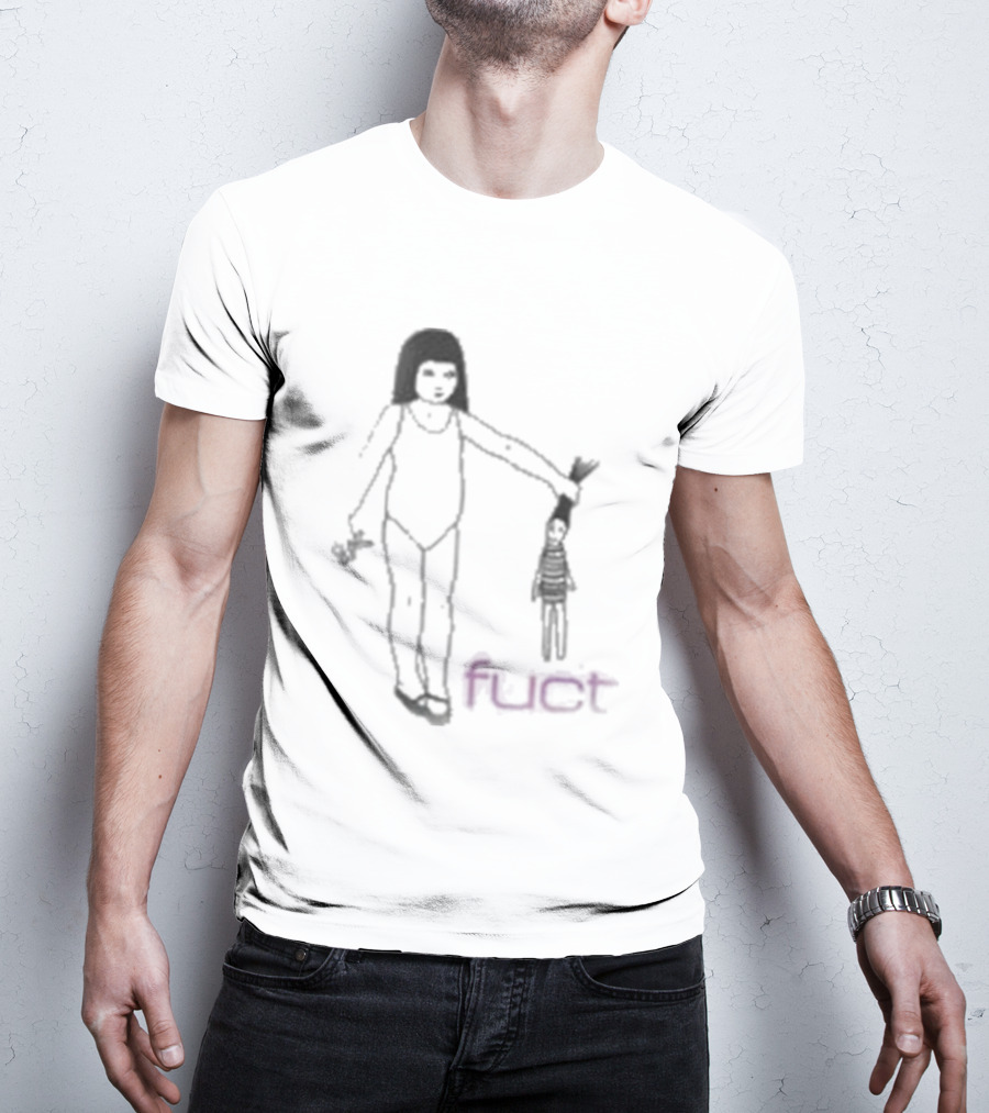 Fuct Scissor Psychosis Drawing With Figure Holding Object T-Shirt