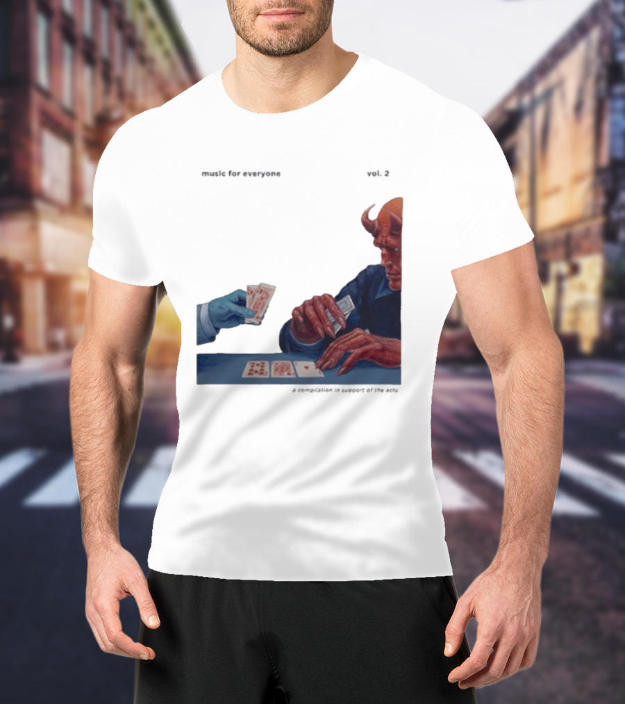 L.S. Dunes Music For Everyone Vol. 2 Satan Card Game Demon Illustration T-Shirt