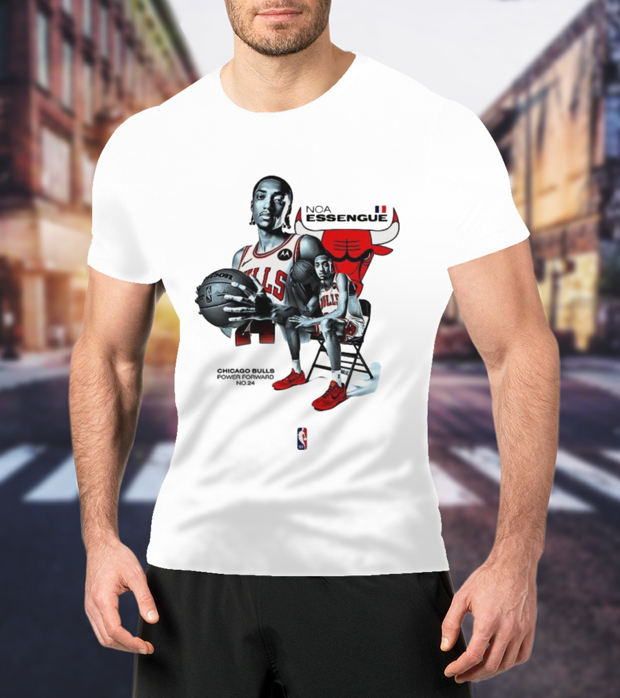 Noa Essengue Chicago Bulls Power Forward NBA Basketball Number 24 T-Shirt