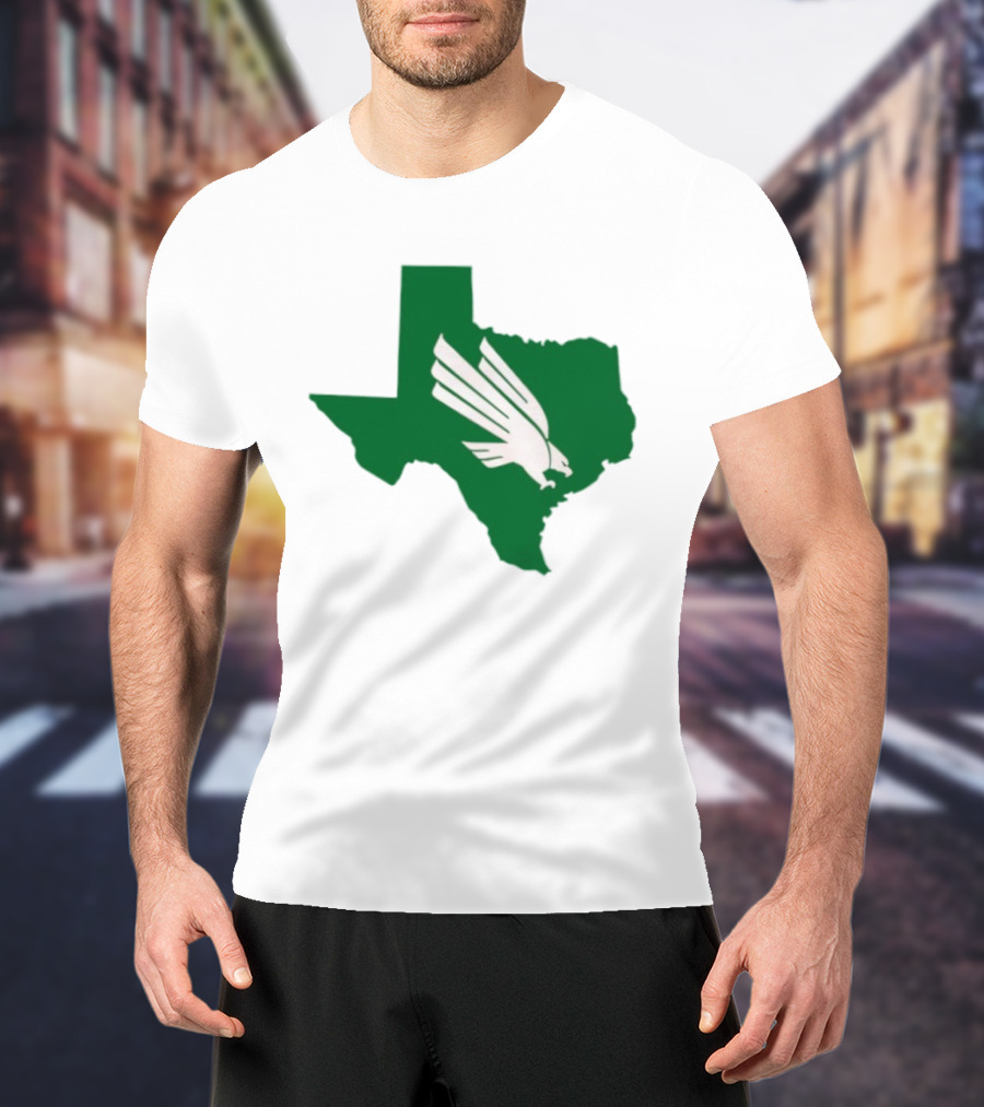 North Texas State Texas Diving Eagle Green Map T-Shirt
